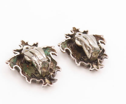 925 Sterling Silver Vintage Earrings STEPHEN DWECK Etched Floral Leaves  EG13665