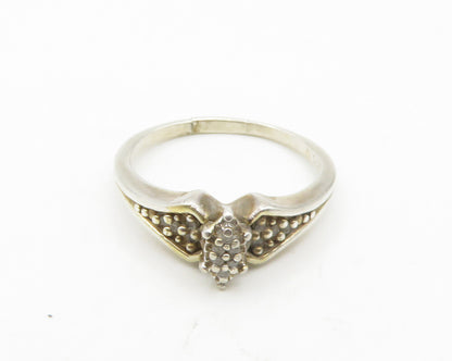 925 Sterling Silver  Vintage Genuine Diamonds Shiny Band Ring Sz 9  RG19804