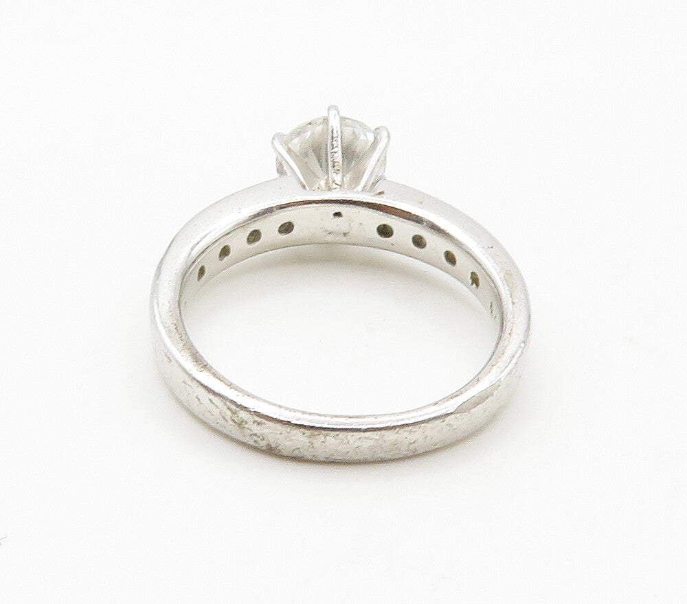 925 Sterling Silver  Prong Set Cubic Zirconia Solitaire Ring Sz 7  RG15338
