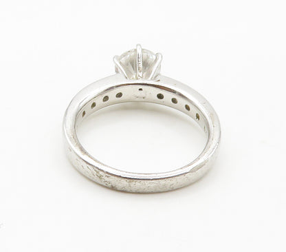 925 Sterling Silver  Prong Set Cubic Zirconia Solitaire Ring Sz 7  RG15338