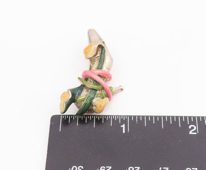 925 Sterling Silver Vintage Brooch Enamel High Heel Shoe With Vines Pin  BP12153