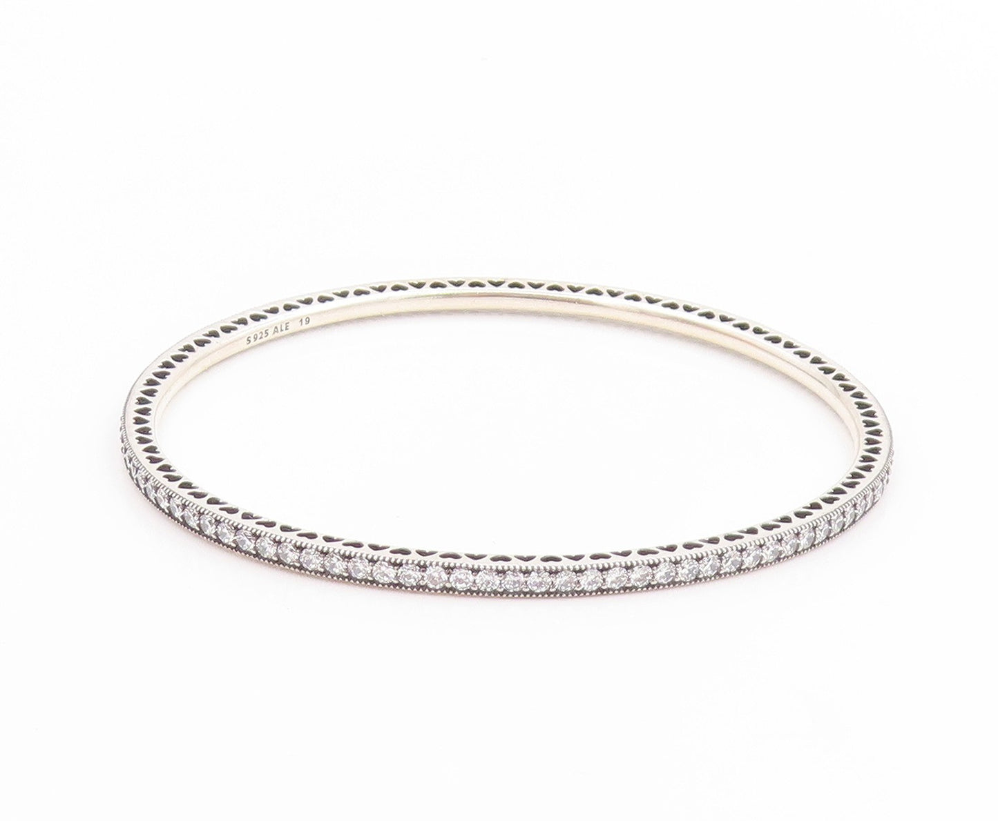 925 Sterling Silver Vintage Bracelet PANDORA CZ Elegant Eternity Bangle  BT11767