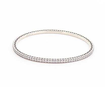 925 Sterling Silver Vintage Bracelet PANDORA CZ Elegant Eternity Bangle  BT11767