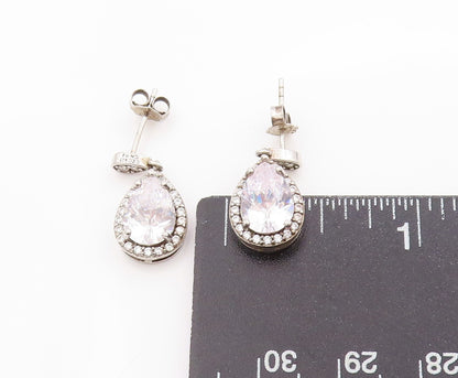 925 Sterling Silver Vintage Earrings Two Shape Sparkling CZ  Pear Drops  EG13707
