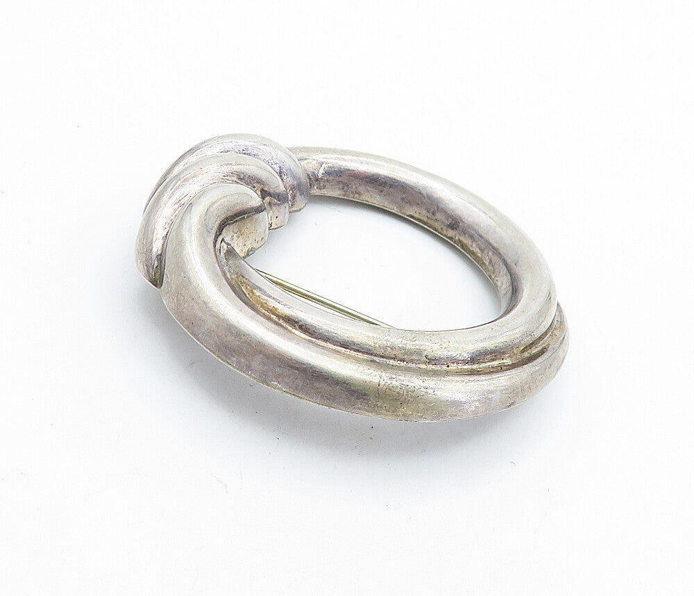 BAYANIHAN 925 Sterling Silver  Vintage Dark Tone Fluted Brooch Pin  BP2754