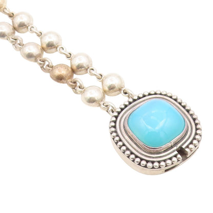 DESIGNER 925 Silver  Vintage Cabochon Blue Chalcedony Chain Bracelet  BT8232