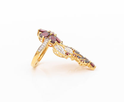 925 Sterling Silver Vintage Ring Gold Plated Garnet CZ Spinel  Sz 5  RG32210