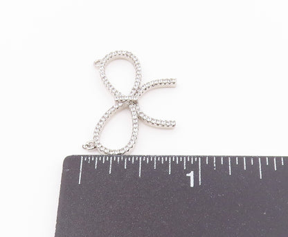 925 Sterling Silver  Vintage Cubic Zirconia Bow Tied Ribbon Pendant  PT17773