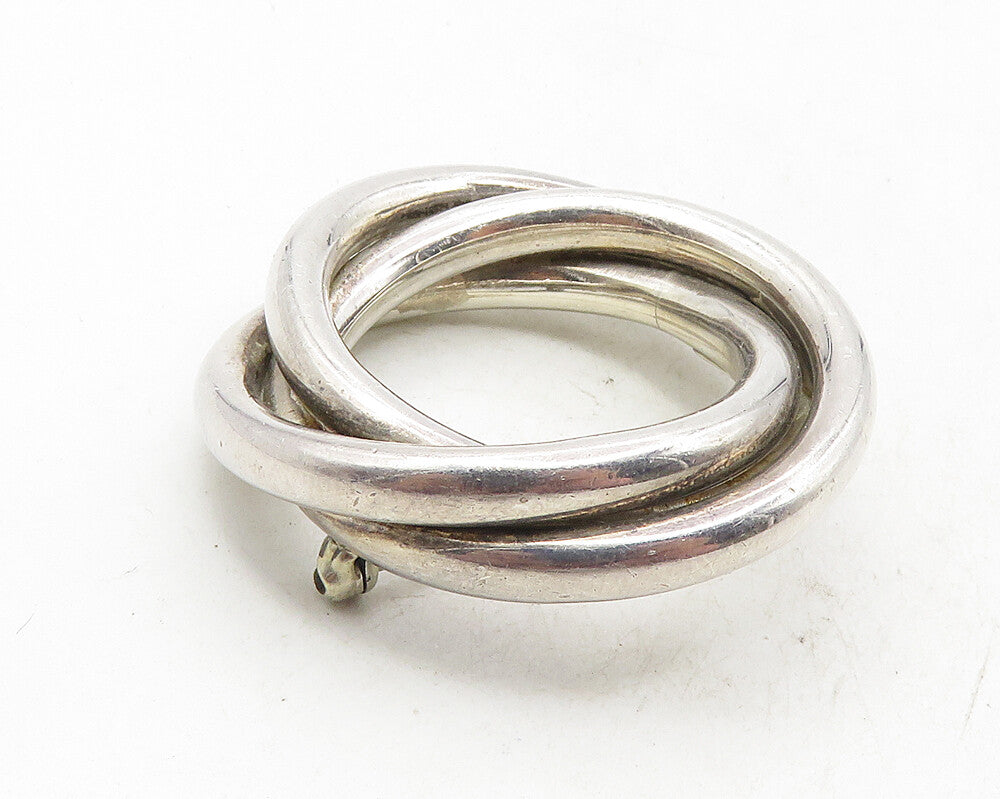 ZINA 925 Sterling Silver  Vintage Shiny Open Triple Circles Brooch Pin  BP3911
