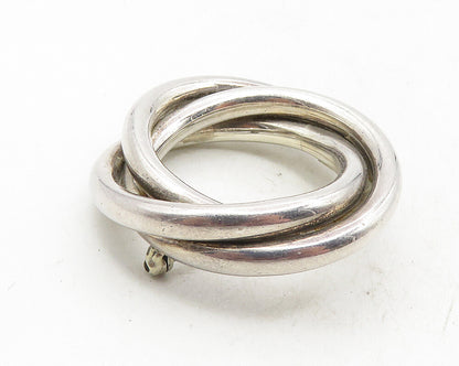 ZINA 925 Sterling Silver  Vintage Shiny Open Triple Circles Brooch Pin  BP3911