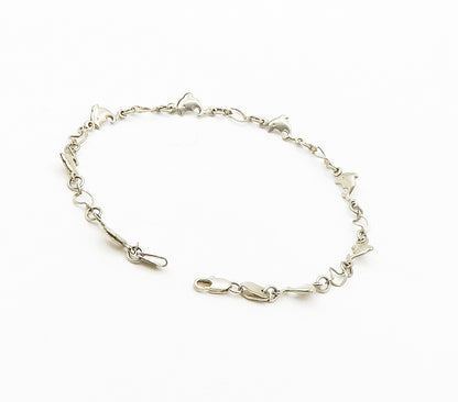 925 Sterling Silver  Vintage Shiny Petite Dolphin Motif Chain Bracelet  BT6359