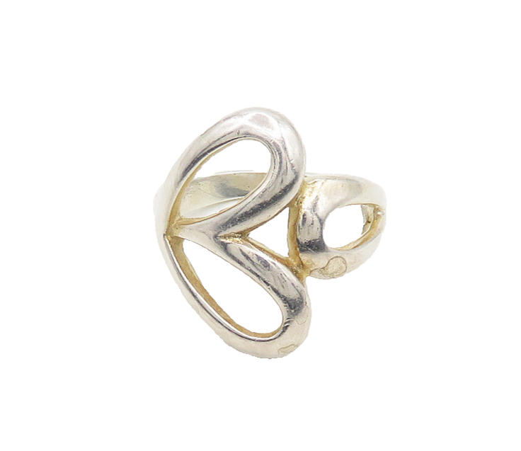 925 Sterling Silver  Vintage Shiny Open Love Heart Band Ring Sz 7  RG18448