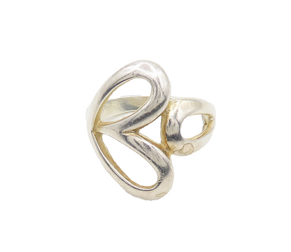 925 Sterling Silver  Vintage Shiny Open Love Heart Band Ring Sz 7  RG18448