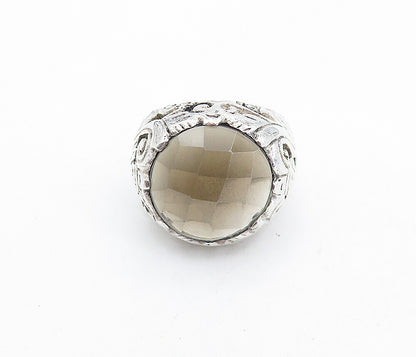 925 Sterling Silver  Vintage Topaz Floral Swirl Vine Cocktail Ring Sz 8 RG5760