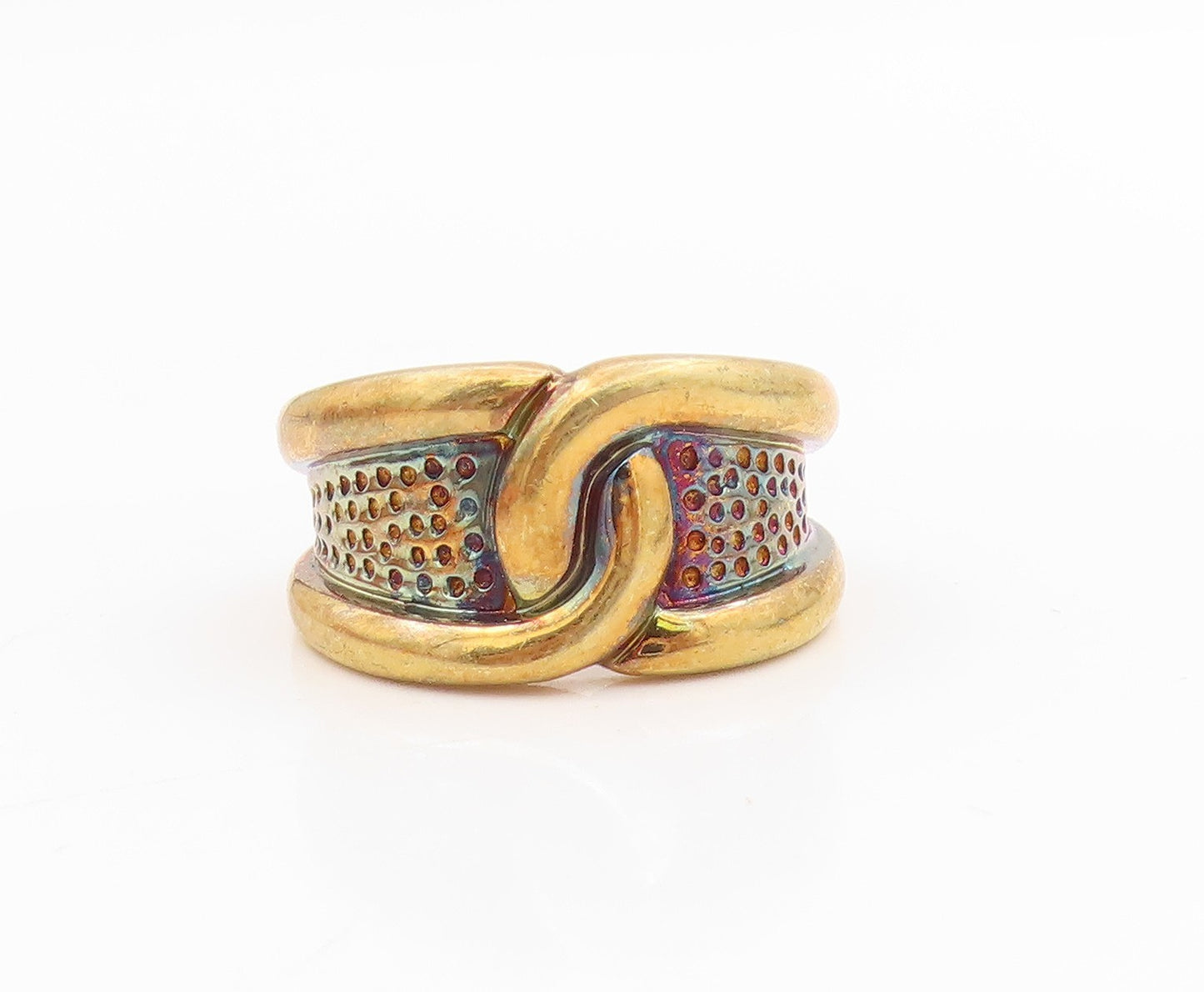 925 Sterling Silver Vintage Ring Gold Plated Intertwined Wide Band Sz 6 RG34116