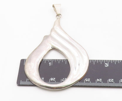 MEXICO 925 Sterling Silver  Vintage Shiny Ribbon Motif Drop Pendant  PT16165