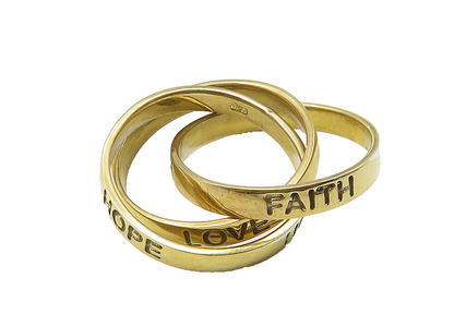 925 Sterling Silver  Vintage Love Hope Faith Stamped Rolling Ring Sz 7 RG10410