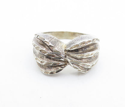 925 Sterling Silver  Vintage Dark Tone Bow Tie Designed Band Ring Sz 7  RG6255