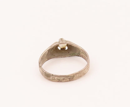 925 Sterling Silver  Vintage Antique Line Design CZ Ring Sz 6.5  RG26581