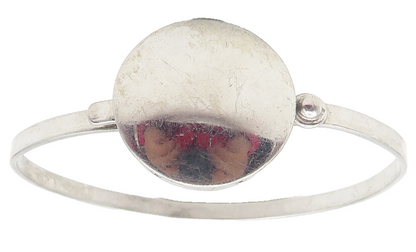 TAHARA 925 Sterling Silver  Vintage Shiny Smooth Hook Bangle Bracelet  BT4638