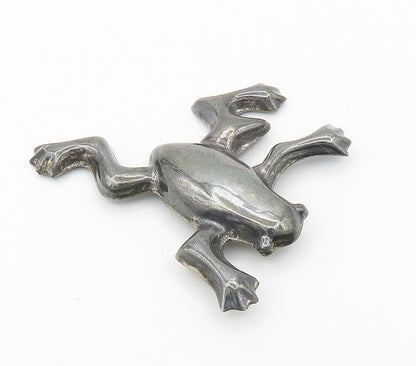 925 Sterling Silver  Vintage Dark Tone Smooth Hollow Frog Brooch Pin  BP6560