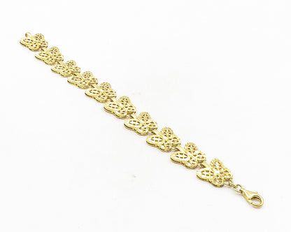 925 Sterling Silver  Gold Plated Diamond Cut Butterfly Chain Bracelet  BT4228