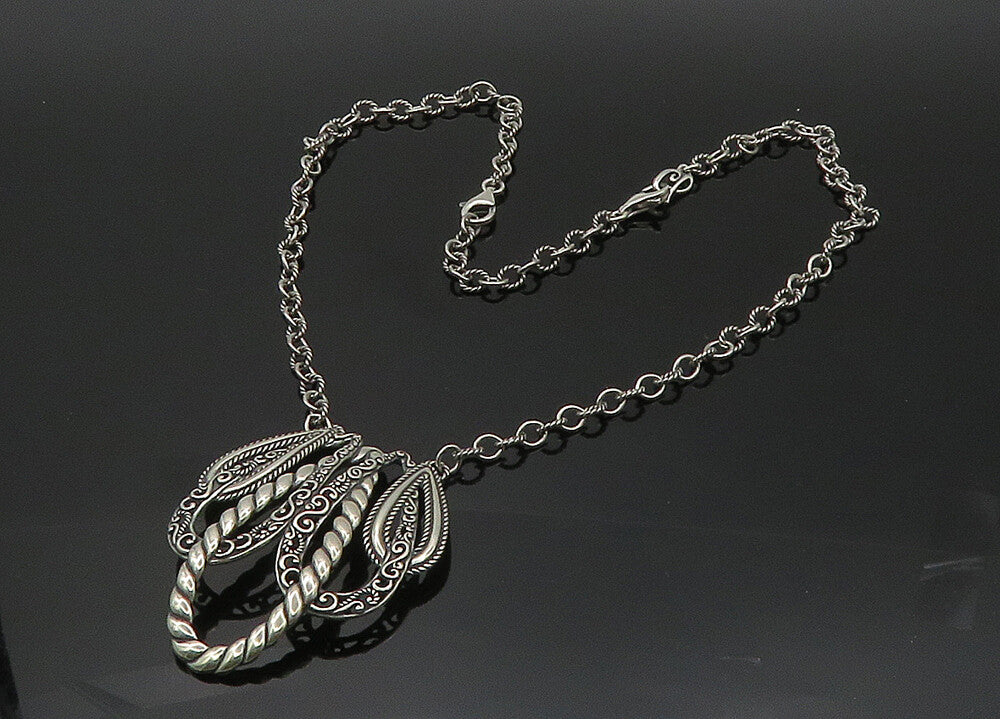 CAROLYN POLLACK 925 Silver  Vintage Shiny Swirl Twist Chain Necklace  NE3445