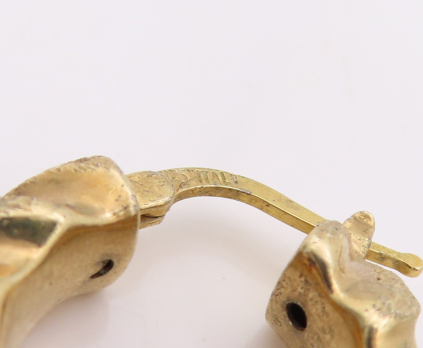 925 Sterling Silver Vintage Earrings Gold Plated Twisted Rope Carved  EG13191