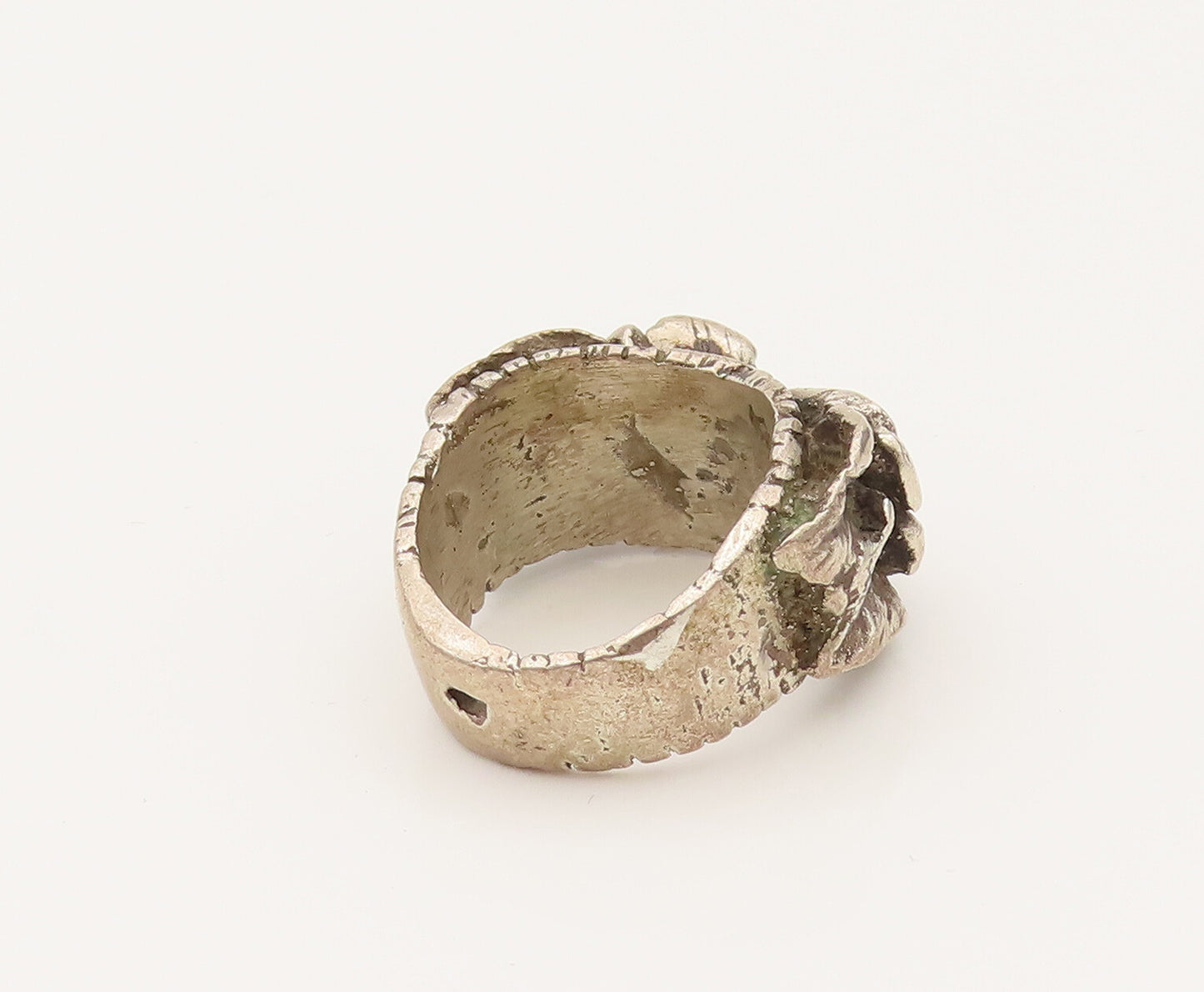 925 Sterling Silver  Vintage Antique 3D Rose Flower Band Ring Sz 5.5  RG26365