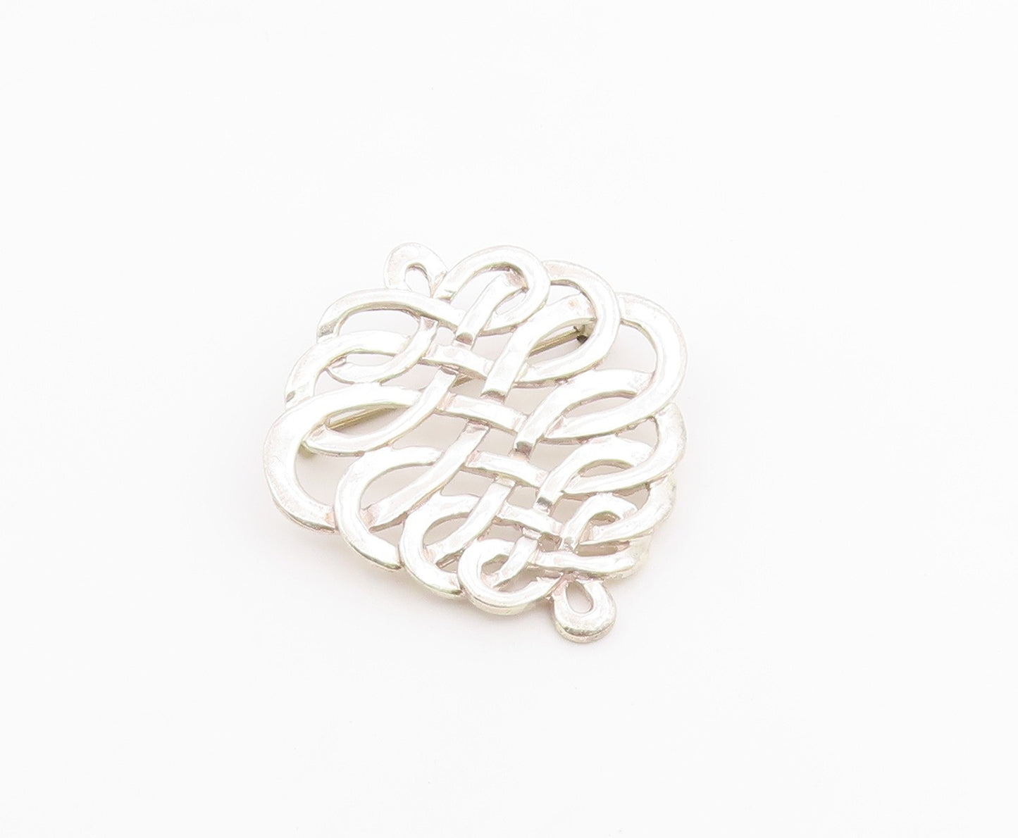 MMA 925 Sterling Silver  Vintage Shiny Open Knot Design Brooch Pin  BP7973
