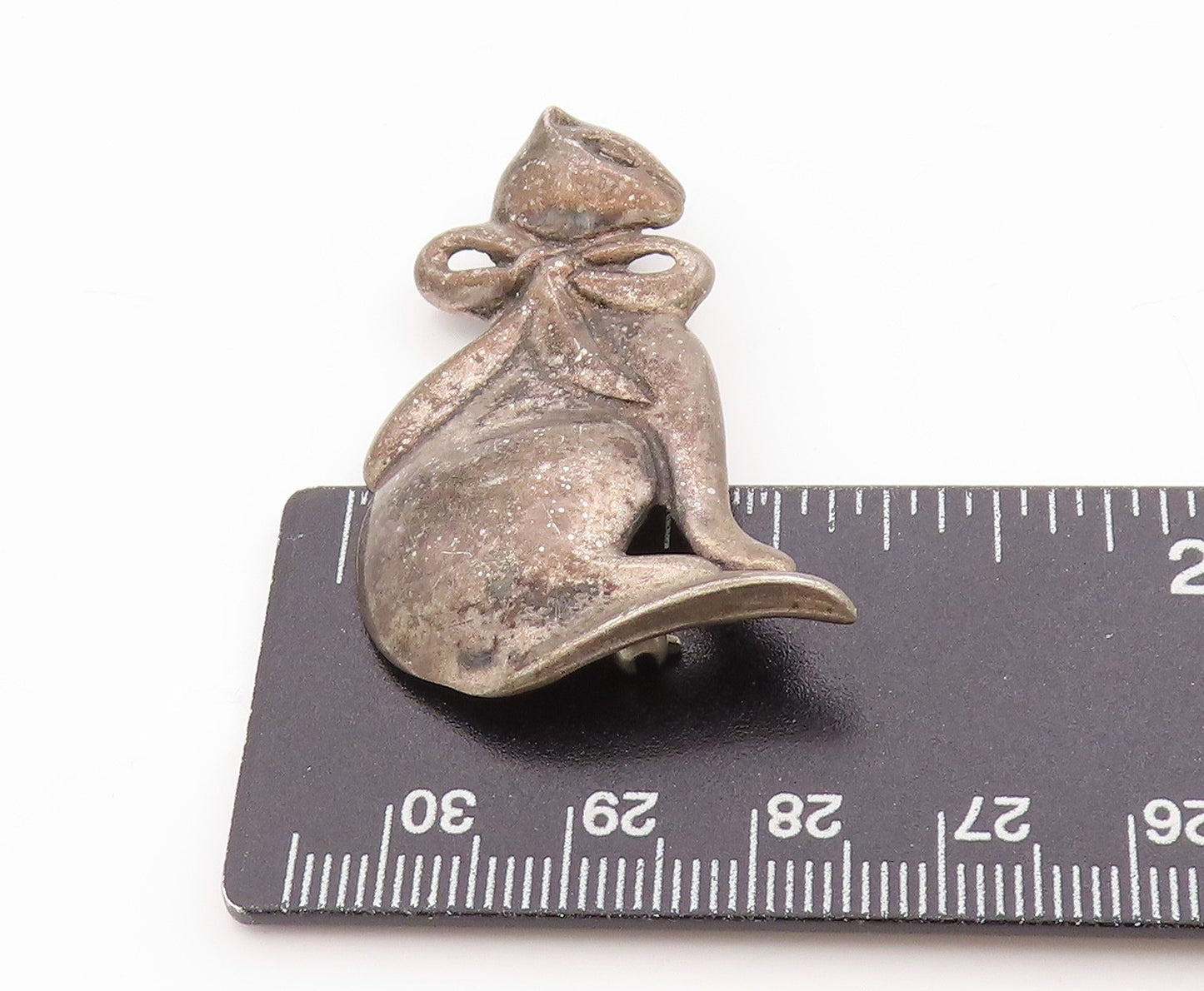 925 Sterling Silver Vintage Brooch DOBBS Dark Tone Curled Cat Sculpture  BP11773