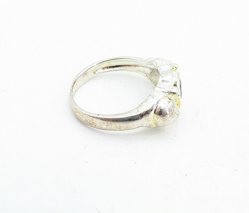 925 Sterling Silver  Vintage Purple Topaz Shiny Solitaire Ring Sz 7  RG5771