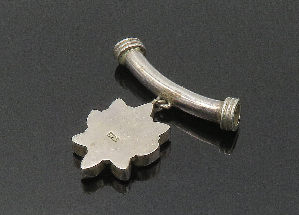 925 Silver  Vintage Peridot & Citrine Flower Motif Slide Pendant  PT16554