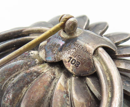 925 Sterling Silver Vintage Brooch GEORG JENSEN DENMARK Floral Design  BP11862