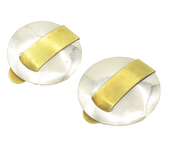 DESIGNER 925 Sterling Silver  Vintage Two Tone Modernist Drop Earrings  EG8817