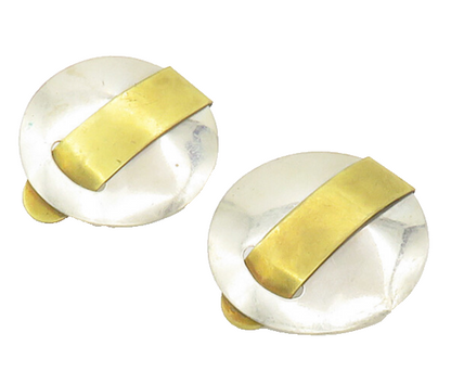 DESIGNER 925 Sterling Silver  Vintage Two Tone Modernist Drop Earrings  EG8817