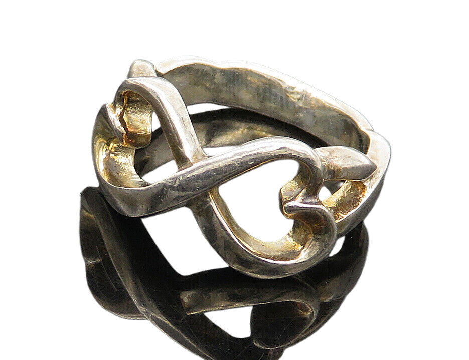 925 Sterling Silver  Vintage Shiny Infinity Love Heart Band Ring Sz 6  RG18449