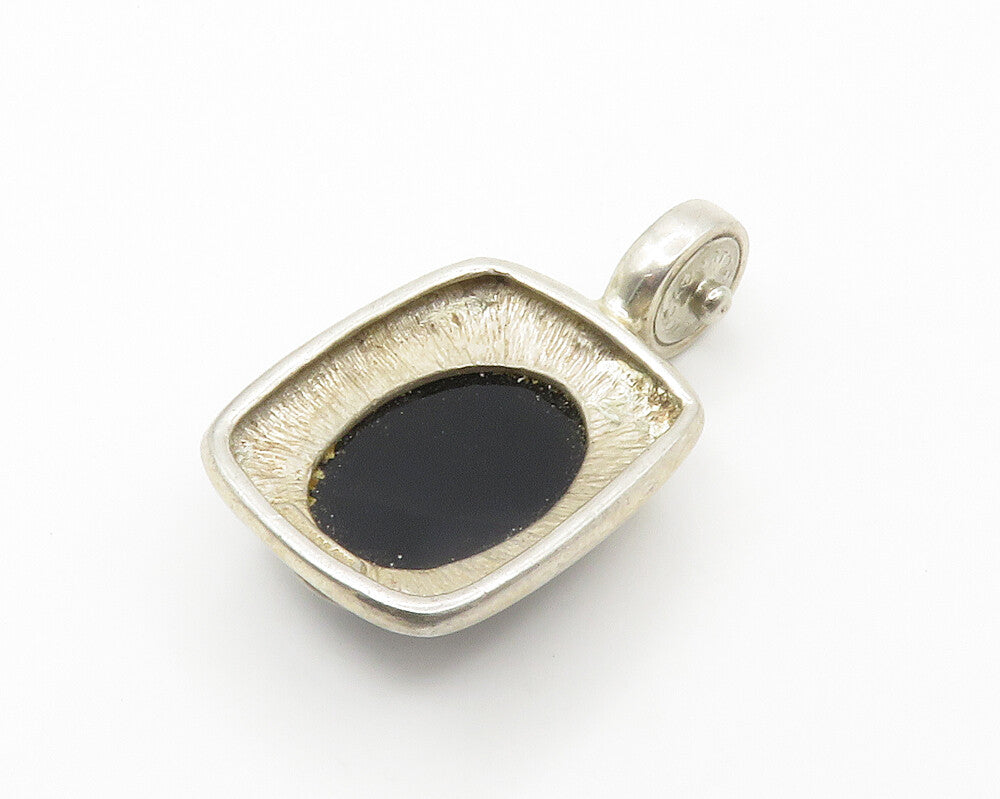 ESPO 925 Sterling Silver   Vintage Cabochon Cut Black Onyx Pendant  PT11546