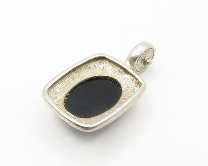 ESPO 925 Sterling Silver   Vintage Cabochon Cut Black Onyx Pendant  PT11546