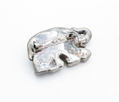 925 Sterling Silver  Vintage Dark Tone Hollow Elephant Brooch Pin  BP1974