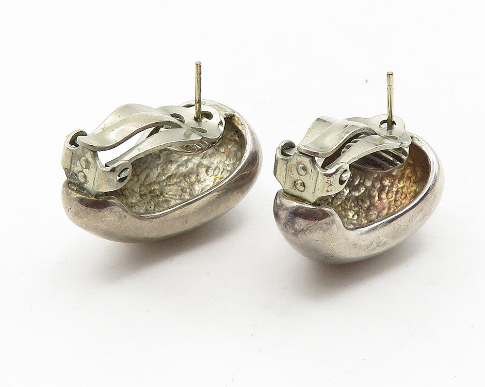 925 Sterling Silver  Vintage Smooth Hollow Curved Design Drop Earrings  EG5918