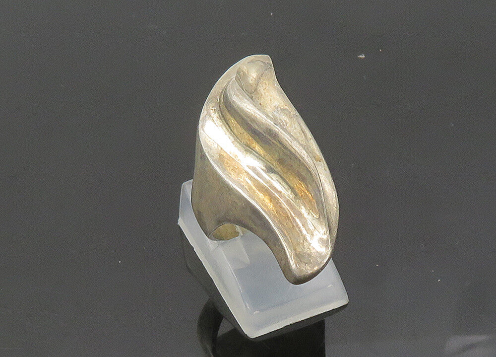925 Sterling Silver  Vintage Shiny Sculpted Swirl Band Ring Sz 7  RG21356