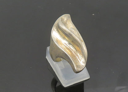 925 Sterling Silver  Vintage Shiny Sculpted Swirl Band Ring Sz 7  RG21356