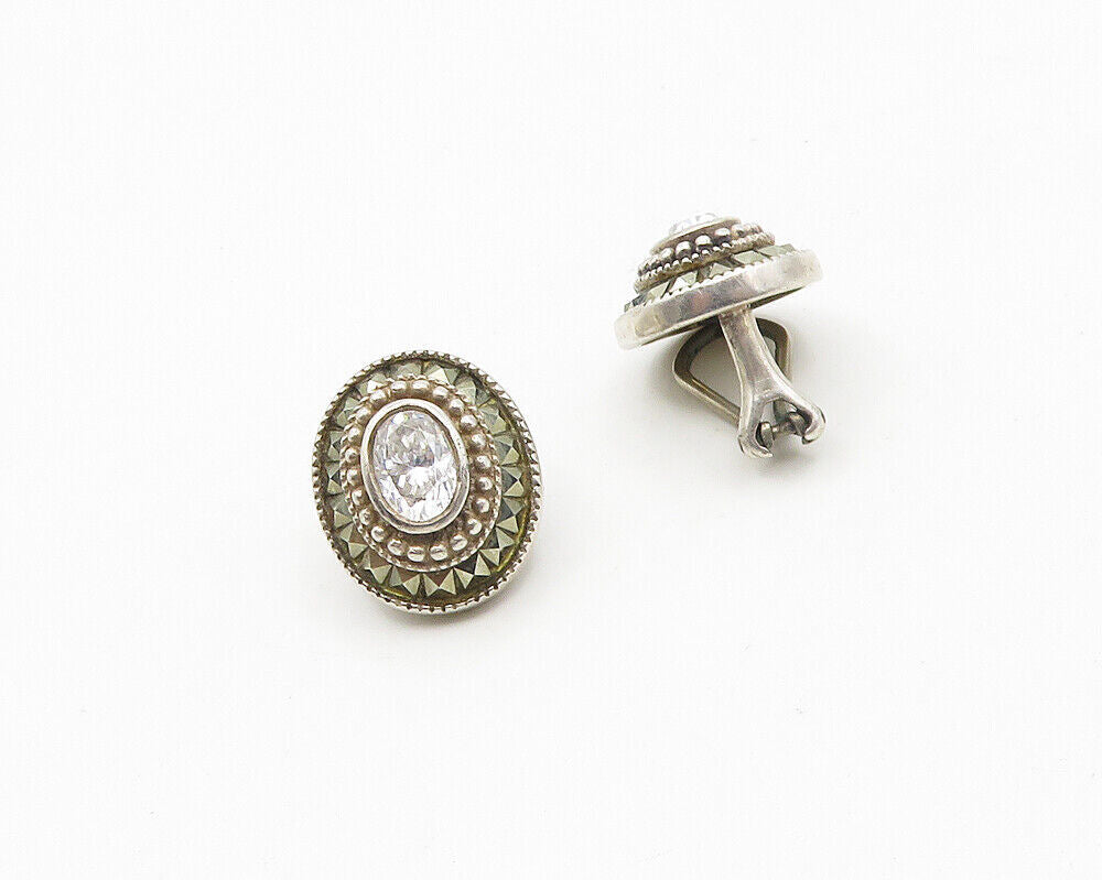 JUDITH JACK 925 Silver  Vintage Cubic Zirconia Non Pierce Earrings  EG9303