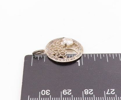 925 Sterling Silver Vintage Pendant Heart Shaped Topaz Tree Of Life  PT25364