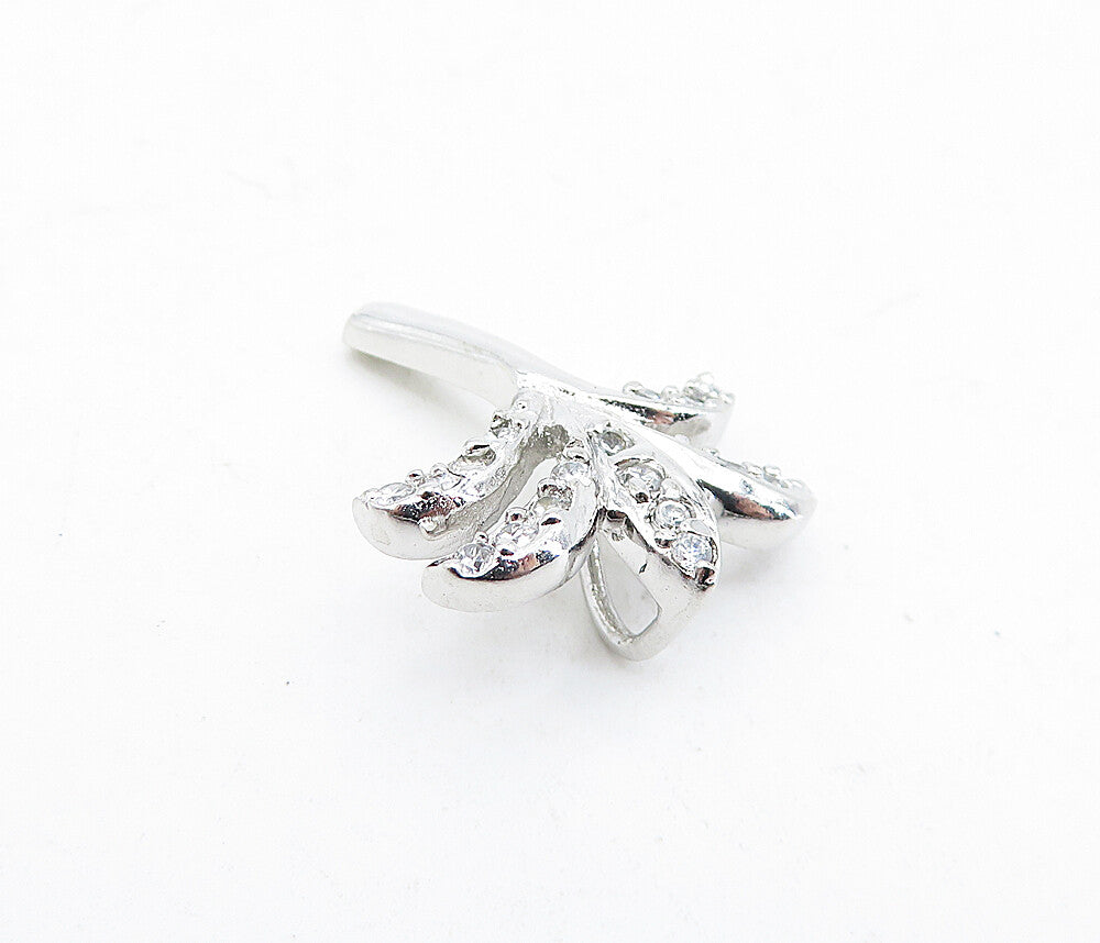 925 Sterling Silver  Topaz Petite Polished Palm Tree Motif Pendant  PT3463