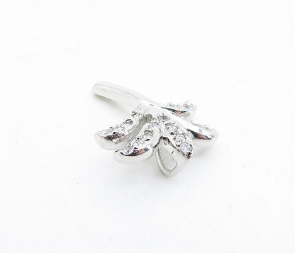 925 Sterling Silver  Topaz Petite Polished Palm Tree Motif Pendant  PT3463