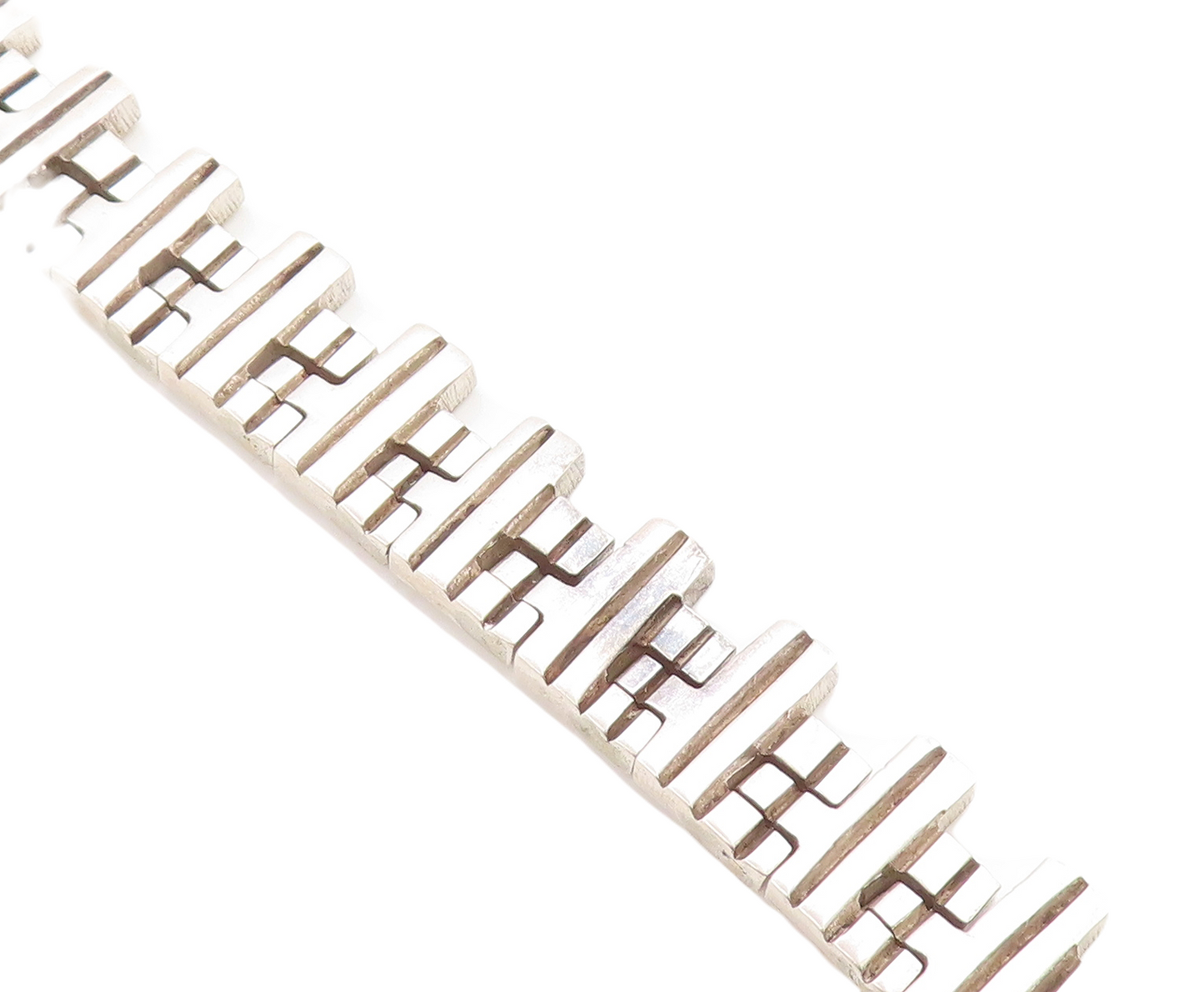 925 Sterling Silver  Vintage Shiny Polished Hinge Link Chain Bracelet  BT1400