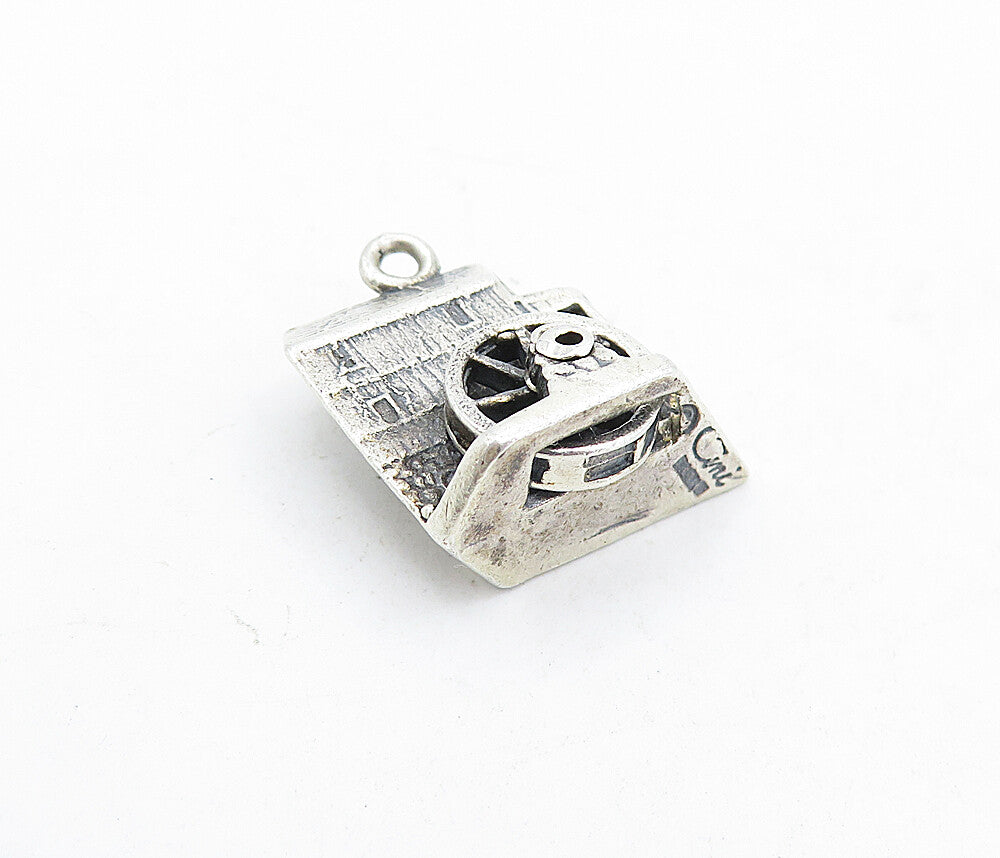 925 Sterling Silver  Vintage Petite Dark Tone Sculpted House Pendant  PT3941