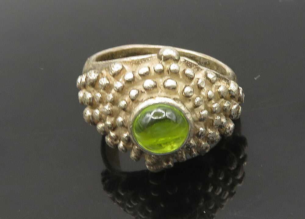DAVID OTT 925 Silver  Vintage Peridot Spiked Dome Cocktail Ring Sz 6  RG21890